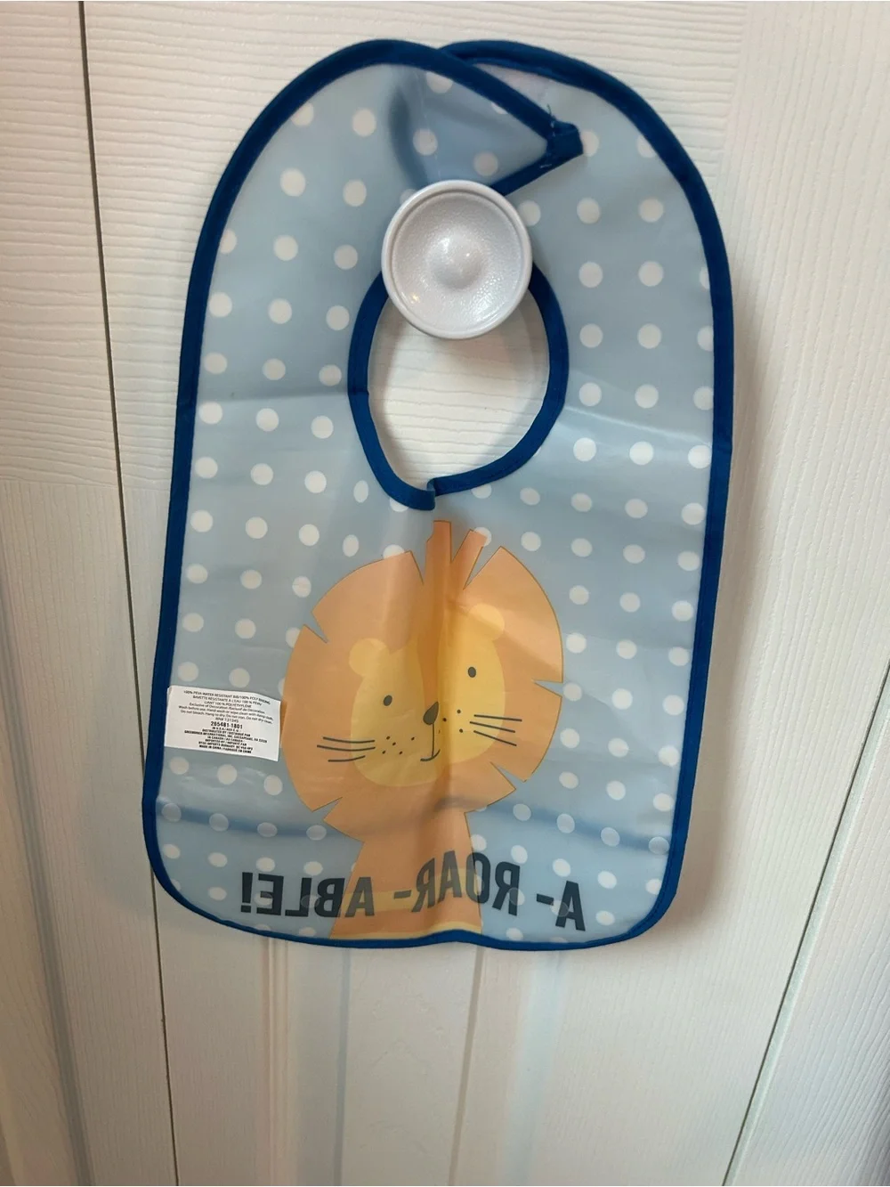 Baby Bib Set of 3 - Light Blue Stripes & Blue Lion Print & Large Red Patterned